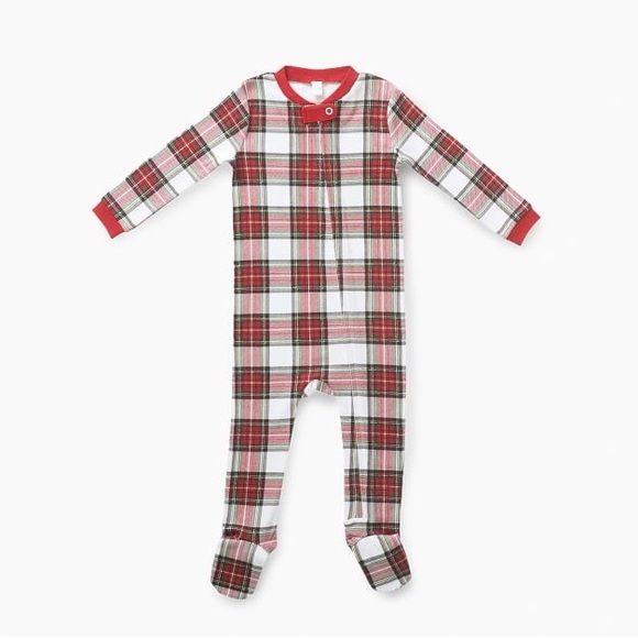 Pottery Barn Kids Holiday Morgan Plaid Organic Footed Pajamas 0-3, 6-9 mo! - Picture 3 of 6